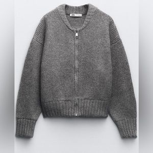 ZIPPERED KNIT BOMBER CARDIGAN